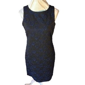 Y2K Donna Ricco New York Black & Blue Floral Sleeveless Dress - Size 10- holiday